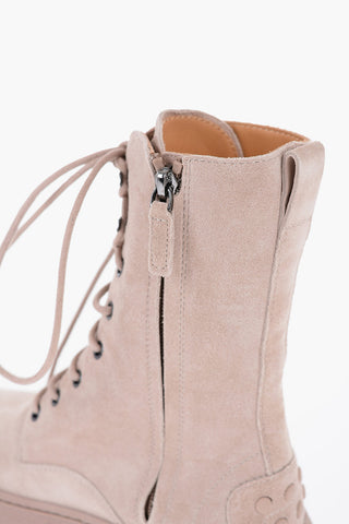 Suede Combat Boots with Side Zip
