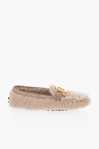 Real Fur Bit Loafers with Golde-Effect Detail