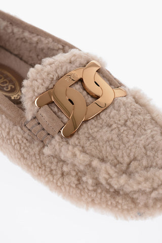 Real Fur Bit Loafers with Golde-Effect Detail