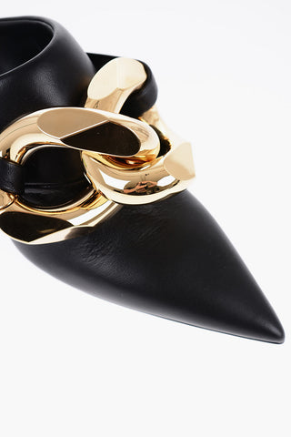 Leather Mules with Maxi  Golden Effect Chain 6cm