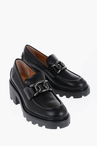 Leather Bit Loafers with Chain 6cm