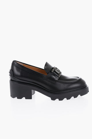 Leather Bit Loafers with Chain 6cm