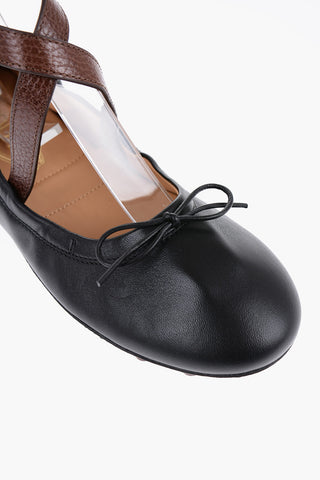 Leather Lace-Up Ballet Flats with Grommets on the sole