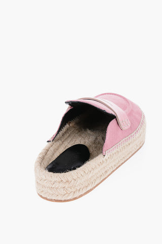 Suede Sabot with Raffia Sole 4cm