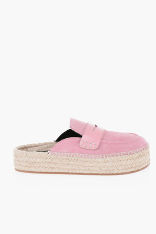 Suede Sabot with Raffia Sole 4cm