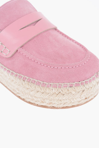Suede Sabot with Raffia Sole 4cm