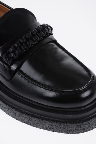 Leather Loafers with Braided Detail and Heel 6cm
