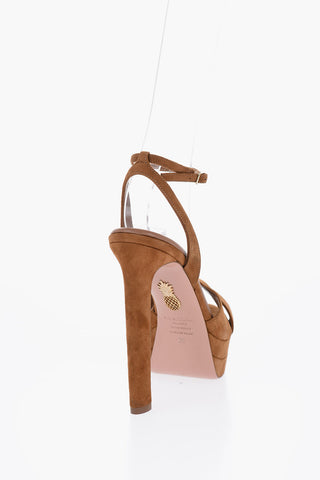 Suede DIVINE Ankle Strap Sandals with Plateau and Heel 15cm
