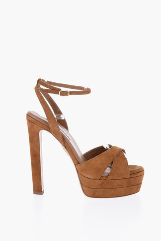 Suede DIVINE Ankle Strap Sandals with Plateau and Heel 15cm