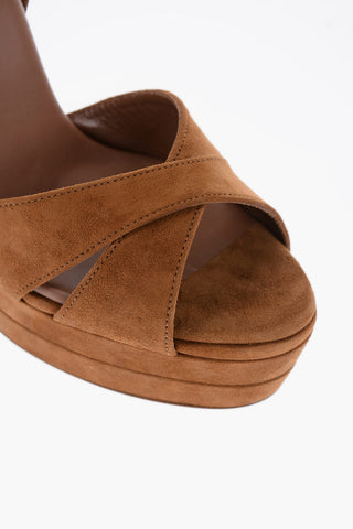 Suede DIVINE Ankle Strap Sandals with Plateau and Heel 15cm