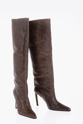 Solid Color Crackle Leather JUDE Boots 11cm