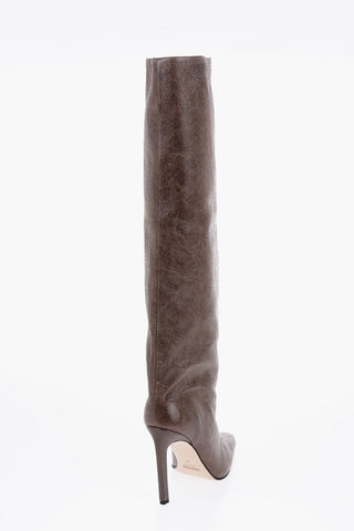 Solid Color Crackle Leather JUDE Boots 11cm