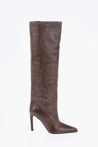 Solid Color Crackle Leather JUDE Boots 11cm