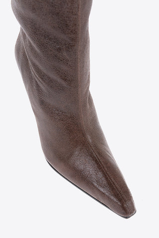 Solid Color Crackle Leather JUDE Boots 11cm