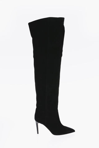 Suede Over the Knee Boots with Point Toe 8,5cm