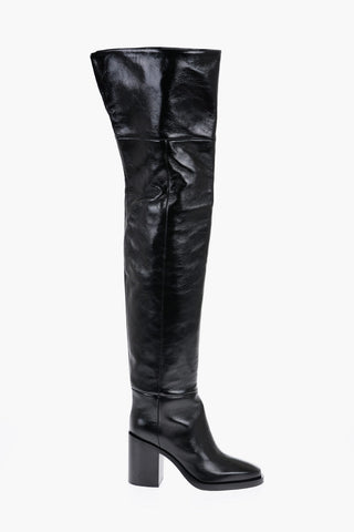 Crinkled Leather OPHELIA Boots with Chunky Heel 9cm