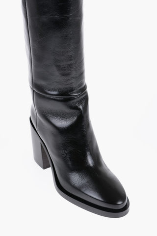Crinkled Leather OPHELIA Boots with Chunky Heel 9cm