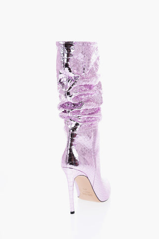 Metallic Leather Ankle Boots with Point Toe 10,5cm