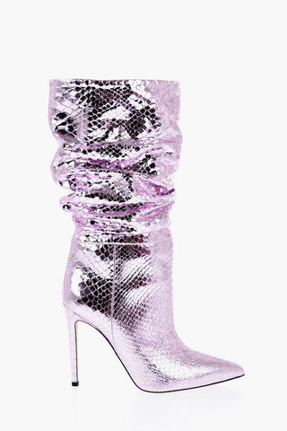 Metallic Leather Ankle Boots with Point Toe 10,5cm