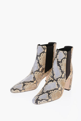 Snake-Leather BANANA Chelsea Ankle Boots with Heel 8cm