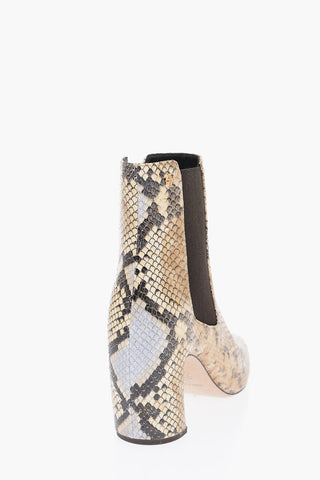 Snake-Leather BANANA Chelsea Ankle Boots with Heel 8cm