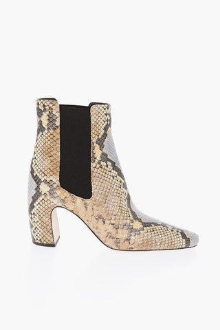 Snake-Leather BANANA Chelsea Ankle Boots with Heel 8cm