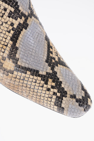 Snake-Leather BANANA Chelsea Ankle Boots with Heel 8cm