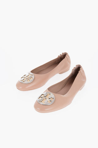 Leather CLAIRE Ballet flats with Golden-Effect Monogram