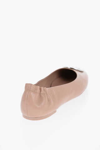 Leather CLAIRE Ballet flats with Golden-Effect Monogram