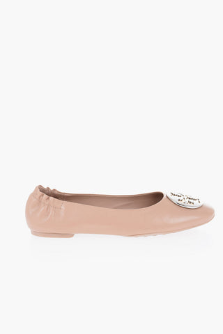 Leather CLAIRE Ballet flats with Golden-Effect Monogram