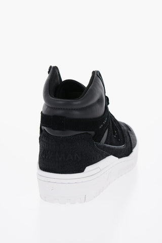 JUNYA WATAMABE MAN Leather High Top Sneakers with Contrast Sole