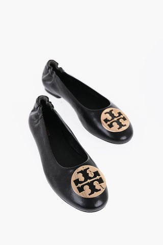 Leather CLAIRE Ballet flats with Golden-Effect Monogram