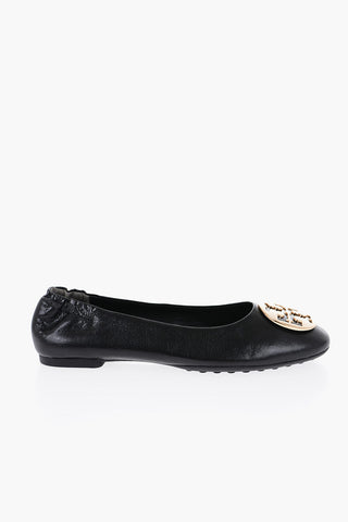Leather CLAIRE Ballet flats with Golden-Effect Monogram