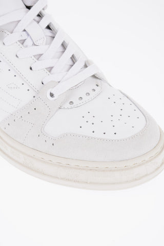 Leather High Top Sneakers with Suede Details