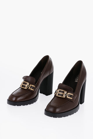 Decollete' in Pelle con Horsebite Dorato 11cm