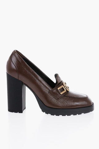 Decollete' in Pelle con Horsebite Dorato 11cm