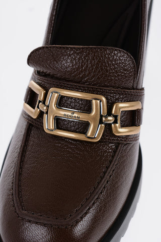 Decollete' in Pelle con Horsebite Dorato 11cm