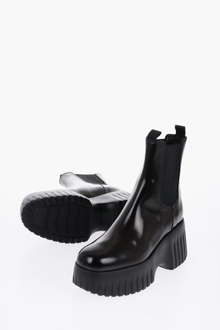 Leather Chelsea Booties with Heel 8cm