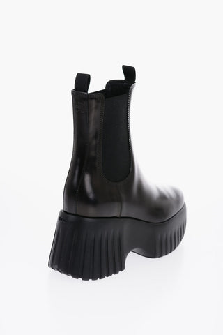 Leather Chelsea Booties with Heel 8cm