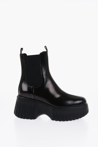 Leather Chelsea Booties with Heel 8cm