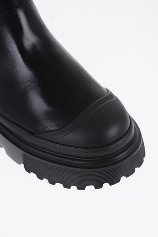 Stivaletti Biker in Pelle con Cinturino e Suola Track