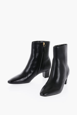 LAUREN Solid Color Leather WILLA-BO Ankle Boots 5cm