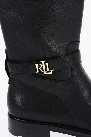 LAUREN Textured Leather HALLEE Boots with Zip