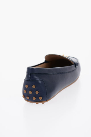LAUREN Leather BARNSBURY Loafers with Golden-Effect Monogram