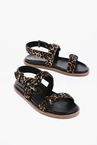Animal-Motif Ponyskin Sandals