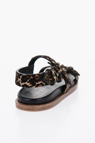 Animal-Motif Ponyskin Sandals