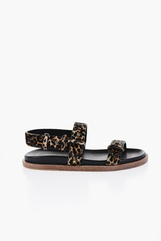 Animal-Motif Ponyskin Sandals