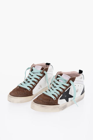 Vintage Effect Leather High Top Sneakers