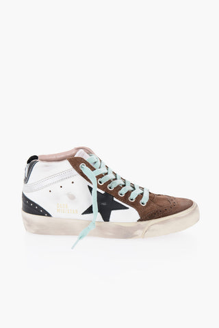 Vintage Effect Leather High Top Sneakers