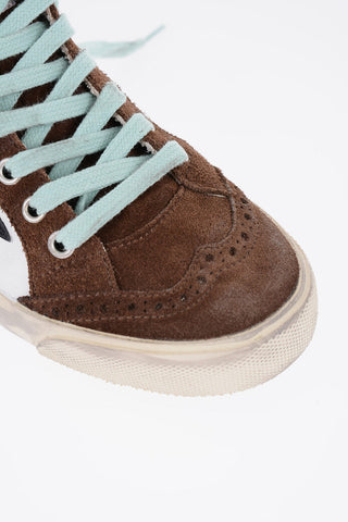 Vintage Effect Leather High Top Sneakers